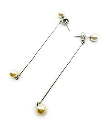 KISHOKACHI 希少価値 ダブルパールロングスティックキャッチステンレスピアス