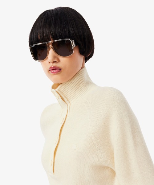 LACOSTE（ラコステ）の「3Dニッティングハーフボタンハイネック ウールニットポロセーター（ニット/セーター・レディース・グレー/オフホワイト・34/40/38/36）」の9枚目の写真