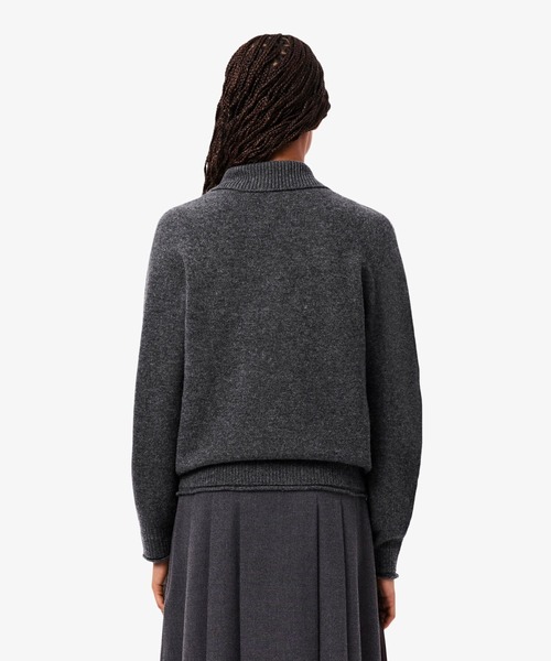 LACOSTE（ラコステ）の「3Dニッティングハーフボタンハイネック ウールニットポロセーター（ニット/セーター・レディース・グレー/オフホワイト・34/40/38/36）」の5枚目の写真