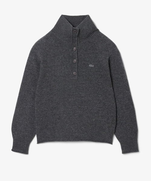 LACOSTE（ラコステ）の「3Dニッティングハーフボタンハイネック ウールニットポロセーター（ニット/セーター・レディース・グレー/オフホワイト・34/40/38/36）」の6枚目の写真