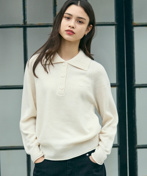 LACOSTE（ラコステ）の「3Dニッティングハーフボタンハイネック ウールニットポロセーター（ニット/セーター・レディース・グレー/オフホワイト・34/40/38/36）」の15枚目の写真