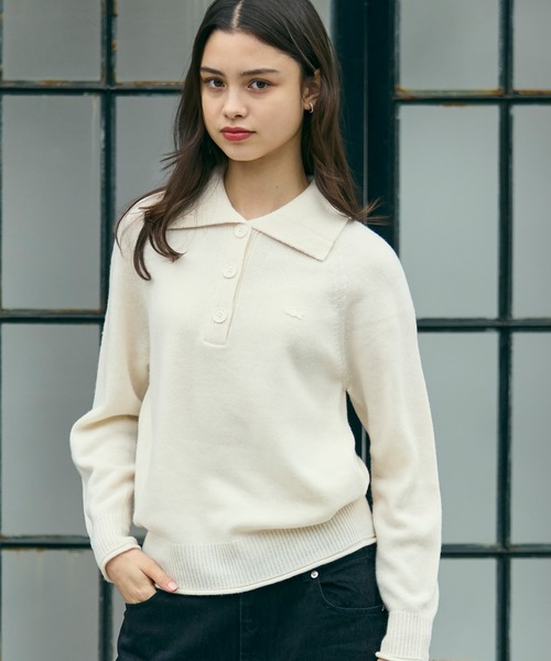 LACOSTE（ラコステ）の「3Dニッティングハーフボタンハイネック ウールニットポロセーター（ニット/セーター・レディース・グレー/オフホワイト・34/40/38/36）」の16枚目の写真