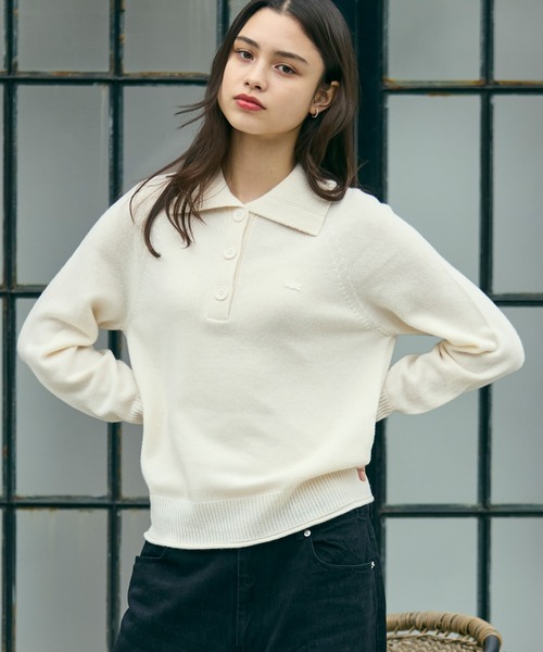 LACOSTE（ラコステ）の「3Dニッティングハーフボタンハイネック ウールニットポロセーター（ニット/セーター・レディース・グレー/オフホワイト・34/40/38/36）」の17枚目の写真