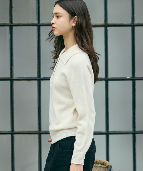 LACOSTE（ラコステ）の「3Dニッティングハーフボタンハイネック ウールニットポロセーター（ニット/セーター・レディース・グレー/オフホワイト・34/40/38/36）」の19枚目の写真