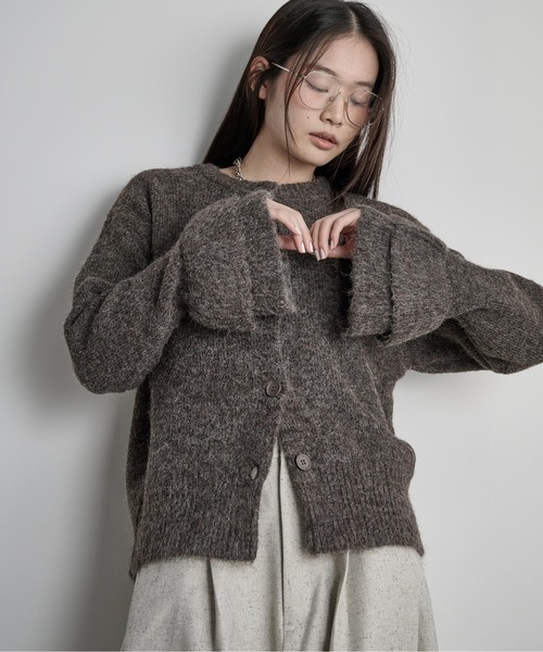 THE YOn(ザヨン)の「2WAYティアードカフニットカーディガン(カーディガン/ボレロ・レディース・グリーン/ブラウン/チャコールグレー/アイボリー・FREE)」の3枚目の写真