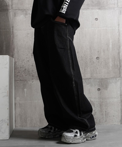 1111clothing(ワンフォークロージング)の「バレルレッグジーンズ ワイドパンツ / Barrel Leg Jeans Wide Pants(デニムパンツ・メンズ・ブラック/ネイビー/インディゴブルー・S/M/L)」の9枚目の写真