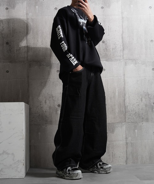 1111clothing(ワンフォークロージング)の「バレルレッグジーンズ ワイドパンツ / Barrel Leg Jeans Wide Pants(デニムパンツ・メンズ・ブラック/ネイビー/インディゴブルー・S/M/L)」の10枚目の写真