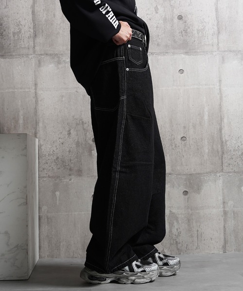 1111clothing(ワンフォークロージング)の「バレルレッグジーンズ ワイドパンツ / Barrel Leg Jeans Wide Pants(デニムパンツ・メンズ・ブラック/ネイビー/インディゴブルー・S/M/L)」の7枚目の写真