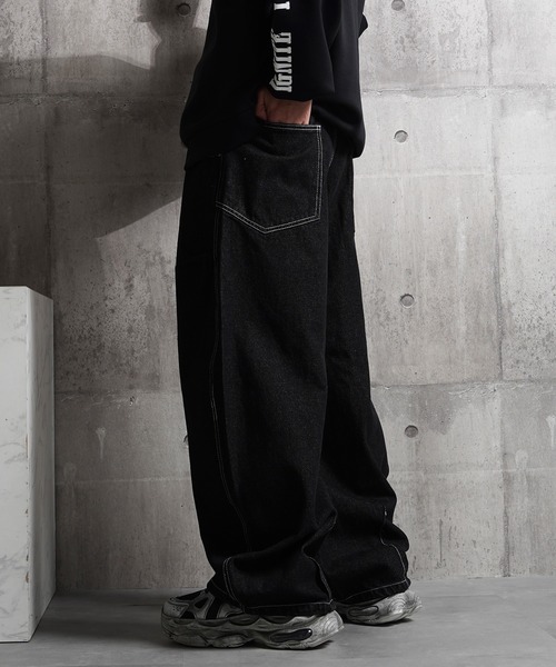 1111clothing(ワンフォークロージング)の「バレルレッグジーンズ ワイドパンツ / Barrel Leg Jeans Wide Pants(デニムパンツ・メンズ・ブラック/ネイビー/インディゴブルー・S/M/L)」の8枚目の写真