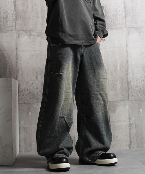 1111clothing(ワンフォークロージング)の「バレルレッグジーンズ ワイドパンツ / Barrel Leg Jeans Wide Pants(デニムパンツ・メンズ・ブラック/ネイビー/インディゴブルー・S/M/L)」の18枚目の写真