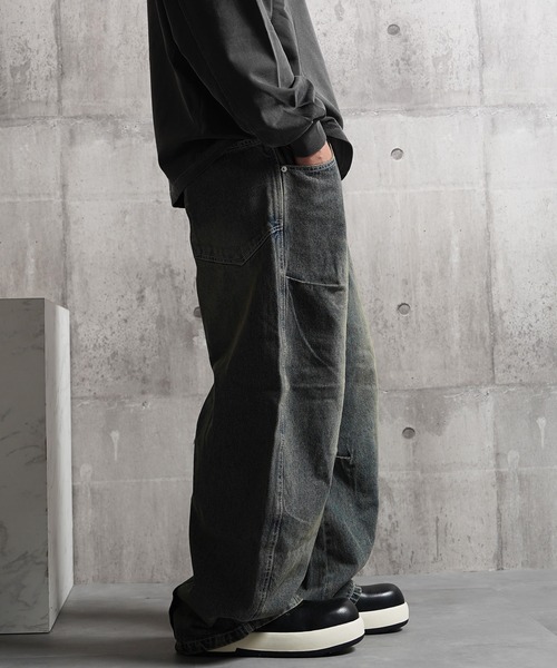 1111clothing(ワンフォークロージング)の「バレルレッグジーンズ ワイドパンツ / Barrel Leg Jeans Wide Pants(デニムパンツ・メンズ・ブラック/ネイビー/インディゴブルー・S/M/L)」の19枚目の写真