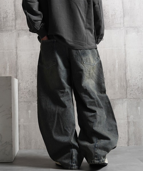 1111clothing(ワンフォークロージング)の「バレルレッグジーンズ ワイドパンツ / Barrel Leg Jeans Wide Pants(デニムパンツ・メンズ・ブラック/ネイビー/インディゴブルー・S/M/L)」の20枚目の写真