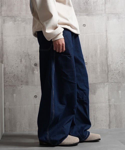 1111clothing(ワンフォークロージング)の「バレルレッグジーンズ ワイドパンツ / Barrel Leg Jeans Wide Pants(デニムパンツ・メンズ・ブラック/ネイビー/インディゴブルー・S/M/L)」の13枚目の写真