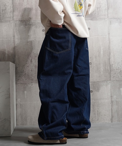 1111clothing(ワンフォークロージング)の「バレルレッグジーンズ ワイドパンツ / Barrel Leg Jeans Wide Pants(デニムパンツ・メンズ・ブラック/ネイビー/インディゴブルー・S/M/L)」の14枚目の写真
