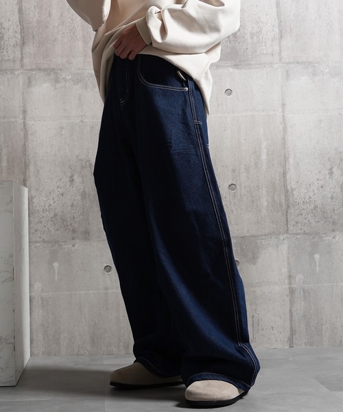 1111clothing(ワンフォークロージング)の「バレルレッグジーンズ ワイドパンツ / Barrel Leg Jeans Wide Pants(デニムパンツ・メンズ・ブラック/ネイビー/インディゴブルー・S/M/L)」の15枚目の写真