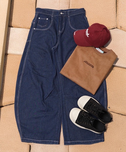 1111clothing(ワンフォークロージング)の「バレルレッグジーンズ ワイドパンツ / Barrel Leg Jeans Wide Pants(デニムパンツ・メンズ・ブラック/ネイビー/インディゴブルー・S/M/L)」の11枚目の写真