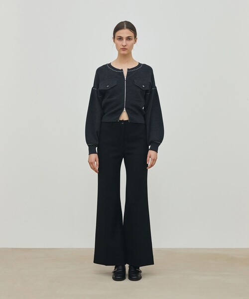 DES PRES（デ・プレ）の「ナチュラルストレッチウール セミフレアパンツ（スラックス・レディース・ブラウン/ブラック・36/32/34）」の10枚目の写真