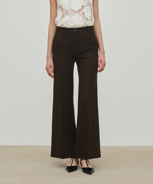 DES PRES（デ・プレ）の「ナチュラルストレッチウール セミフレアパンツ（スラックス・レディース・ブラウン/ブラック・36/32/34）」の7枚目の写真