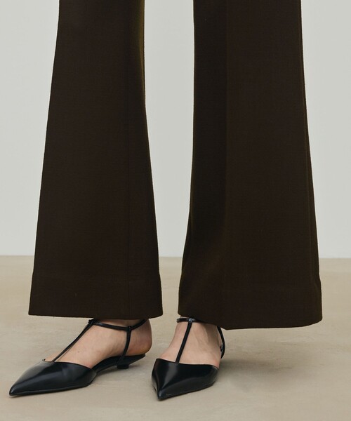 DES PRES（デ・プレ）の「ナチュラルストレッチウール セミフレアパンツ（スラックス・レディース・ブラウン/ブラック・36/32/34）」の5枚目の写真