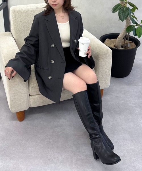 31 Sons de mode（トランテアン　ソン　ドゥ　モード）の「スクエアトゥヒールロングブーツ/31503（ブーツ・レディース・ブラウン/ベージュ/グレー/ブラック・L/LL/S/M/3L）」の5枚目の写真