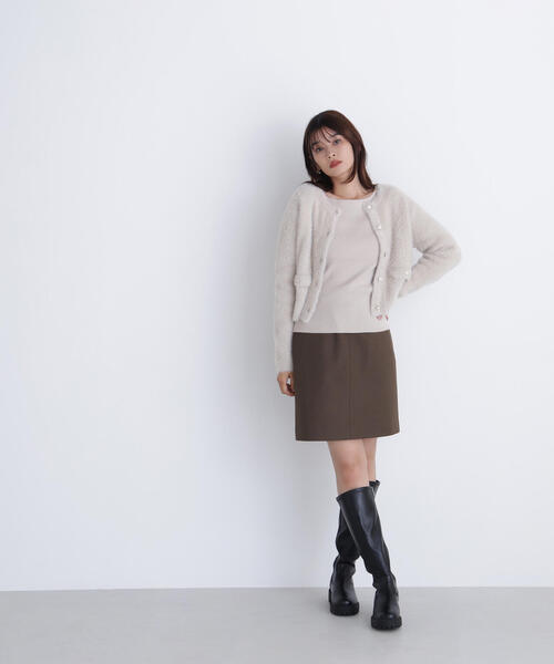 NATURAL BEAUTY BASIC（ナチュラルビューティーベーシック）の「◇【sweet掲載】【ちょうど、いい服】“ふわ＆リブ”アンサンブルニット（カーディガン/ボレロ・レディース・ブラウン/ライトグリーン/ベージュ/イエロー・FREE）」の10枚目の写真