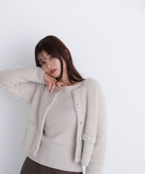 NATURAL BEAUTY BASIC（ナチュラルビューティーベーシック）の「◇【sweet掲載】【ちょうど、いい服】“ふわ＆リブ”アンサンブルニット（カーディガン/ボレロ・レディース・ブラウン/ライトグリーン/ベージュ/イエロー・FREE）」の11枚目の写真