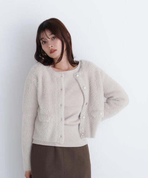 NATURAL BEAUTY BASIC（ナチュラルビューティーベーシック）の「◇【sweet掲載】【ちょうど、いい服】“ふわ＆リブ”アンサンブルニット（カーディガン/ボレロ・レディース・ブラウン/ライトグリーン/ベージュ/イエロー・FREE）」の13枚目の写真