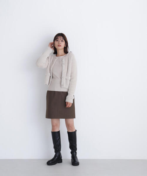 NATURAL BEAUTY BASIC（ナチュラルビューティーベーシック）の「◇【sweet掲載】【ちょうど、いい服】“ふわ＆リブ”アンサンブルニット（カーディガン/ボレロ・レディース・ブラウン/ライトグリーン/ベージュ/イエロー・FREE）」の14枚目の写真