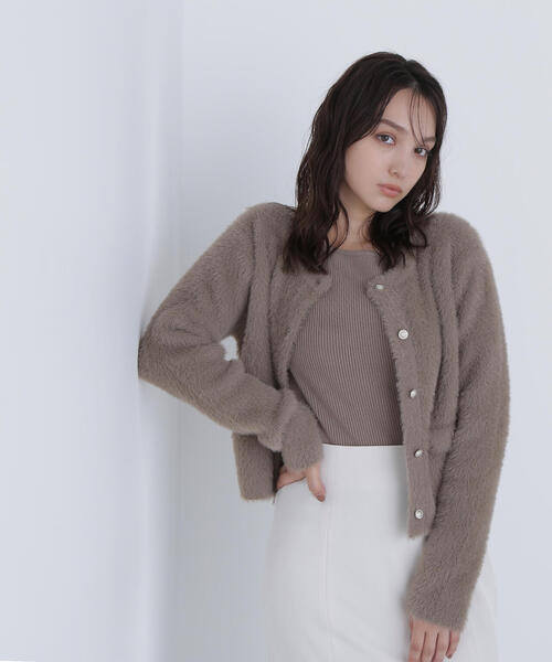 NATURAL BEAUTY BASIC（ナチュラルビューティーベーシック）の「◇【sweet掲載】【ちょうど、いい服】“ふわ＆リブ”アンサンブルニット（カーディガン/ボレロ・レディース・ブラウン/ライトグリーン/ベージュ/イエロー・FREE）」の12枚目の写真