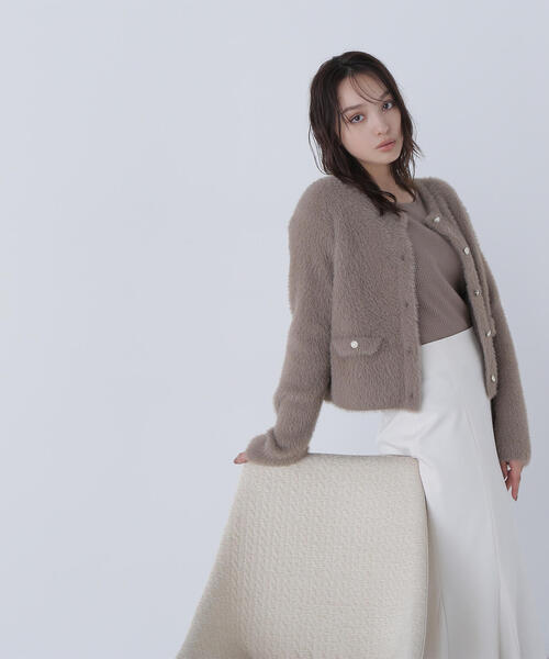 NATURAL BEAUTY BASIC（ナチュラルビューティーベーシック）の「◇【sweet掲載】【ちょうど、いい服】“ふわ＆リブ”アンサンブルニット（カーディガン/ボレロ・レディース・ブラウン/ライトグリーン/ベージュ/イエロー・FREE）」の14枚目の写真