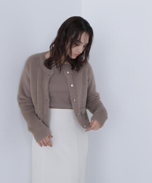 NATURAL BEAUTY BASIC（ナチュラルビューティーベーシック）の「◇【sweet掲載】【ちょうど、いい服】“ふわ＆リブ”アンサンブルニット（カーディガン/ボレロ・レディース・ブラウン/ライトグリーン/ベージュ/イエロー・FREE）」の16枚目の写真