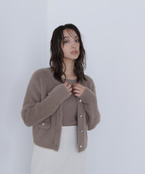 NATURAL BEAUTY BASIC（ナチュラルビューティーベーシック）の「◇【sweet掲載】【ちょうど、いい服】“ふわ＆リブ”アンサンブルニット（カーディガン/ボレロ・レディース・ブラウン/ライトグリーン/ベージュ/イエロー・FREE）」の18枚目の写真