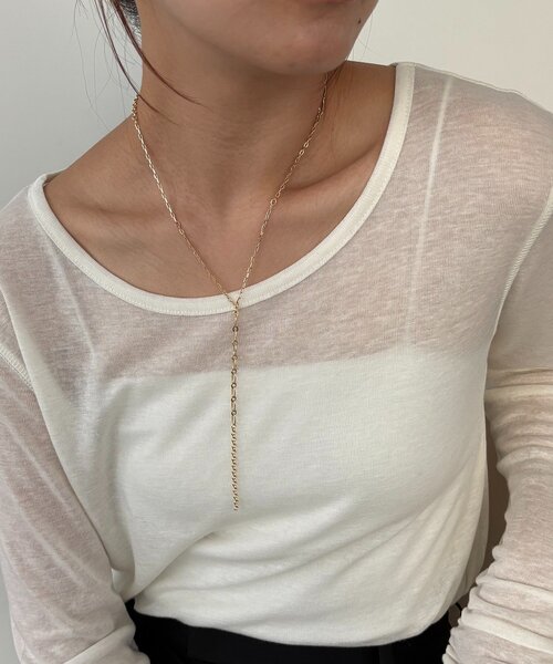 CAPRICIEUX LE'MAGE（カプリシューレマージュ）の「〈GOLDY/ゴールディ〉MIXチェーンYネックレス（ネックレス・レディース・シルバー/ゴールド・FREE）」の2枚目の写真