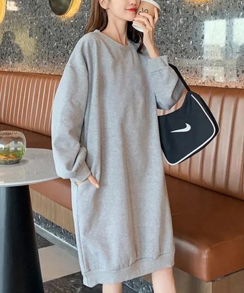 SallyLunn(サリーラン)の「スウェットミディ丈ワンピース(ワンピース・レディース・ブラック/グレー・MEDIUM/LARGE)」の1枚目の写真
