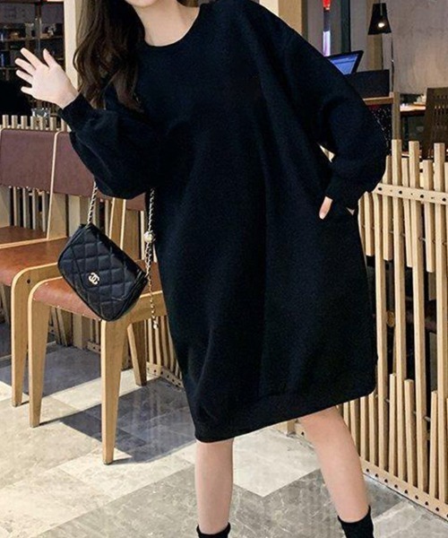 SallyLunn(サリーラン)の「スウェットミディ丈ワンピース(ワンピース・レディース・ブラック/グレー・MEDIUM/LARGE)」の4枚目の写真
