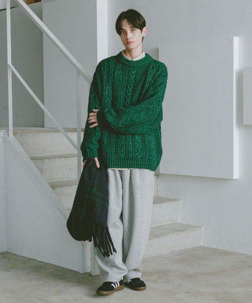 RAGEBLUE(レイジブルー)の「キリカエケーブルニットクルー(ニット/セーター・メンズ・ホワイト/ブラック/グリーン・MEDIUM/LARGE)」の17枚目の写真