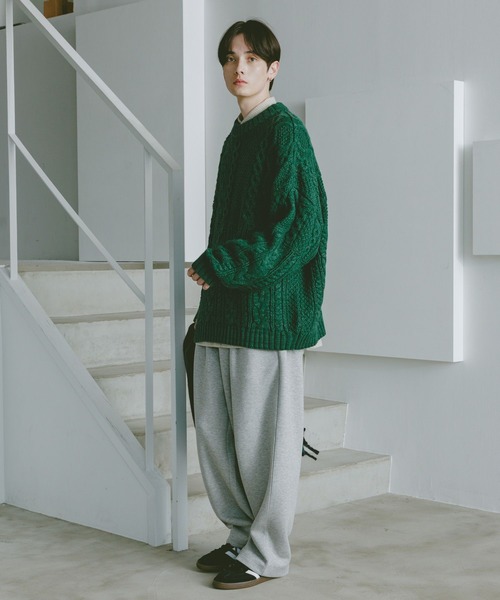 RAGEBLUE(レイジブルー)の「キリカエケーブルニットクルー(ニット/セーター・メンズ・ホワイト/ブラック/グリーン・MEDIUM/LARGE)」の19枚目の写真