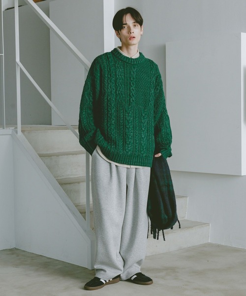 RAGEBLUE(レイジブルー)の「キリカエケーブルニットクルー(ニット/セーター・メンズ・ホワイト/ブラック/グリーン・MEDIUM/LARGE)」の20枚目の写真