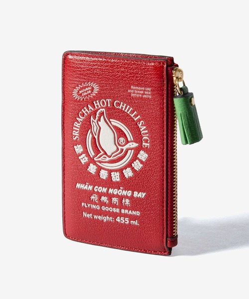 レア アニヤハインドマーチ チェリー ワッペン クリア レザー ポーチ 赤 セール】ANYA HINDMARCH Flying Goose Sriracha ZIP CARD CASE アニヤ