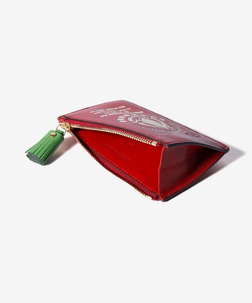 レア アニヤハインドマーチ チェリー ワッペン クリア レザー ポーチ 赤 セール】ANYA HINDMARCH Flying Goose Sriracha ZIP CARD CASE アニヤ