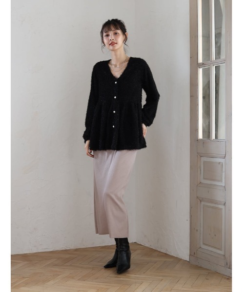 fifth(フィフス)の「Vネックシャギーペプラムトップス(Tシャツ/カットソー・レディース・ブラック/グレー・M)」の6枚目の写真