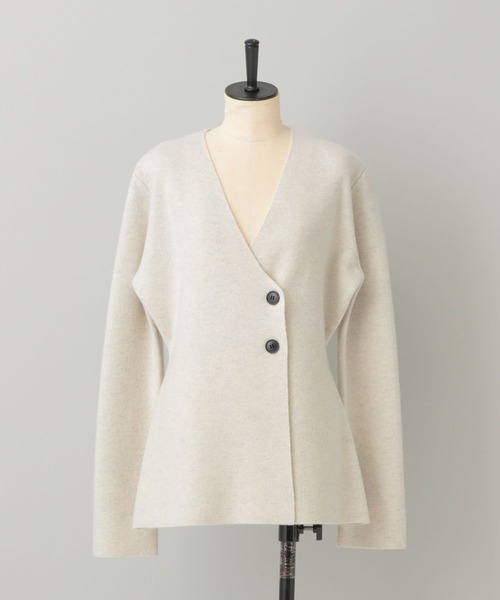 A part by（アパートバイ）の「ウールアシメニットジャケット（ノーカラージャケット・レディース・アイボリー/グレー系その他4・FREE）」の2枚目の写真