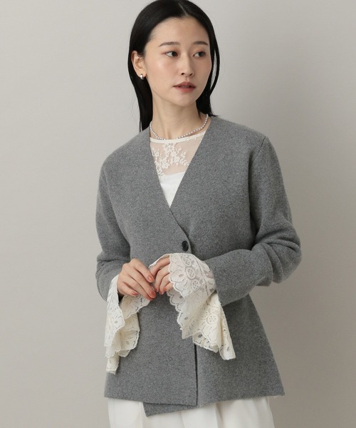 ☆美品バレンシアガ☆◯お上品グレー◯ニットジャケット ウールアシメニットジャケット（ノーカラージャケット）｜A part by