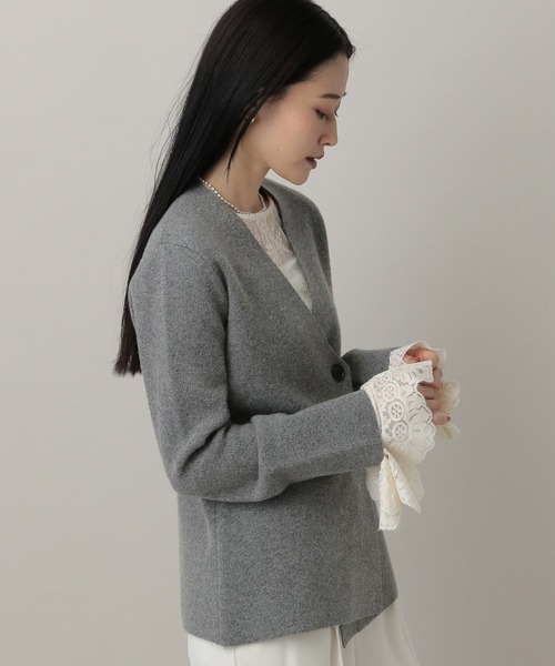 A part by（アパートバイ）の「ウールアシメニットジャケット（ノーカラージャケット・レディース・アイボリー/グレー系その他4・FREE）」の5枚目の写真