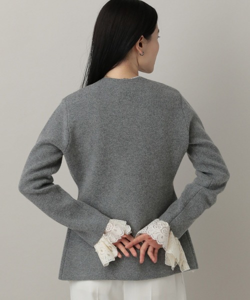 A part by（アパートバイ）の「ウールアシメニットジャケット（ノーカラージャケット・レディース・アイボリー/グレー系その他4・FREE）」の6枚目の写真