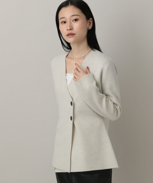 A part by（アパートバイ）の「ウールアシメニットジャケット（ノーカラージャケット・レディース・アイボリー/グレー系その他4・FREE）」の11枚目の写真