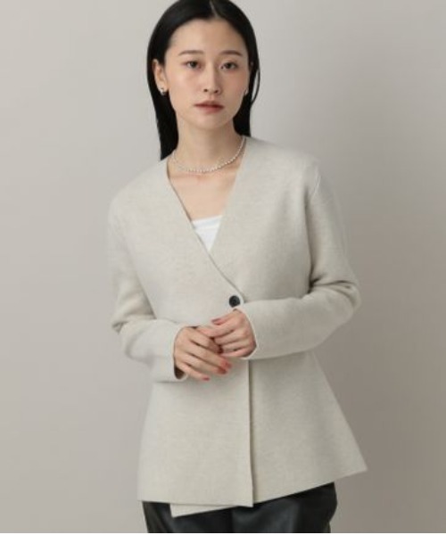 A part by（アパートバイ）の「ウールアシメニットジャケット（ノーカラージャケット・レディース・アイボリー/グレー系その他4・FREE）」の10枚目の写真