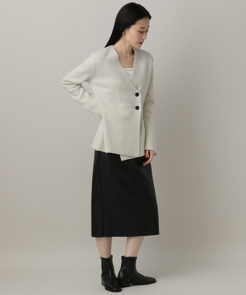 A part by（アパートバイ）の「ウールアシメニットジャケット（ノーカラージャケット・レディース・アイボリー/グレー系その他4・FREE）」の14枚目の写真