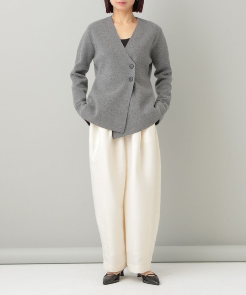 ウールアシメニットジャケット（ノーカラージャケット）｜A part by