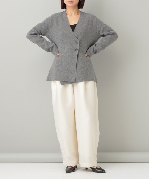 ☆美品バレンシアガ☆◯お上品グレー◯ニットジャケット ウールアシメニットジャケット（ノーカラージャケット）｜A part by